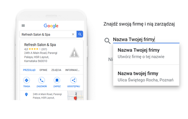 Dodanie nazwy firmy w wizytówce Google