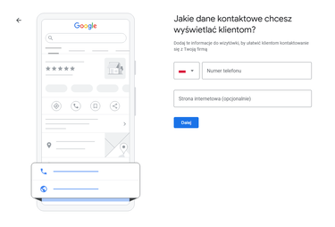 Dodawanie nr telefonu w wizytówce Google