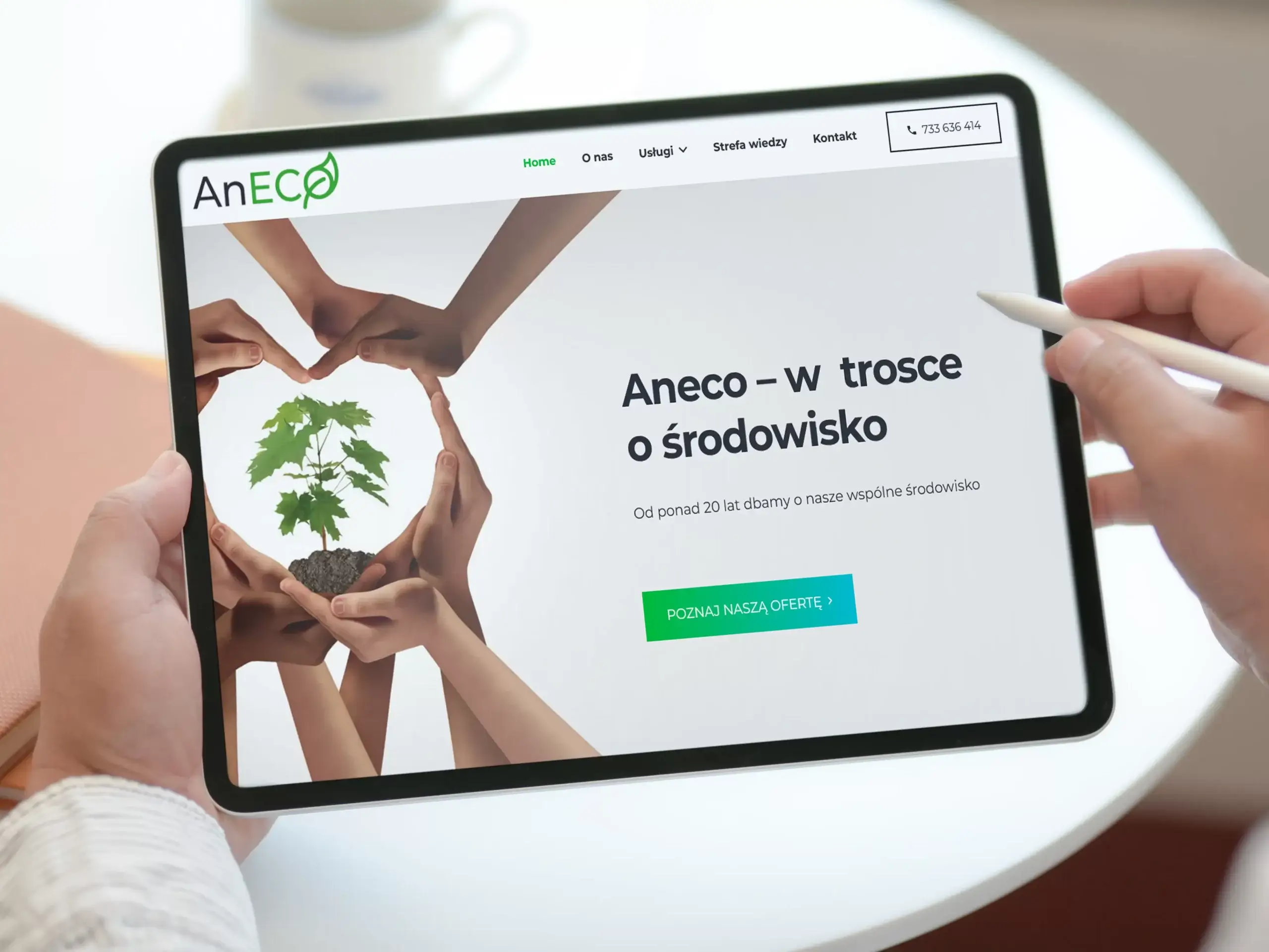 Strona internetowa Aneco - wersja na tablecie
